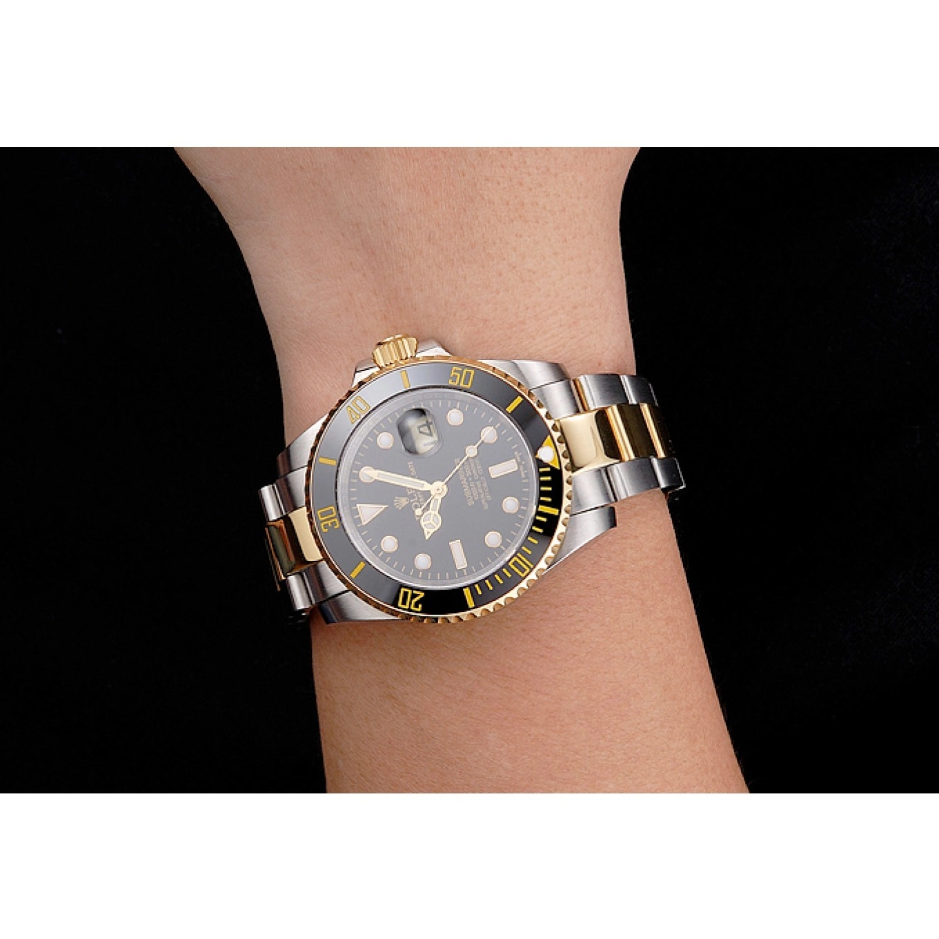 AAA Replica Watches Gold Submariner Black Tone And Steel Two Dial Bezel Swiss Rolex Bracelet 0622